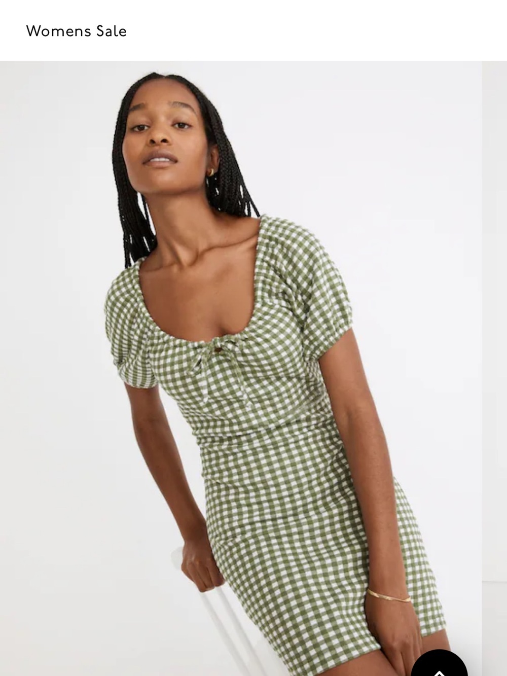 Madewell Green and White Gingham Mini Dress